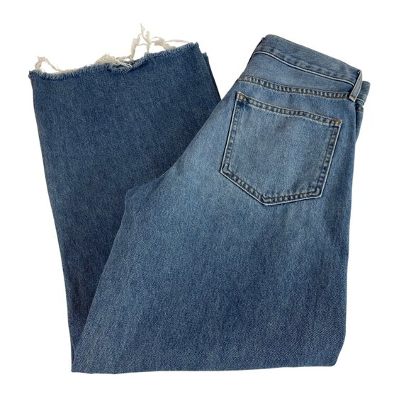 Veronica Beard Taylor Wide Leg Crop Jeans Womens 27 High Rise Blue Raw Hem - Picture 1 of 12